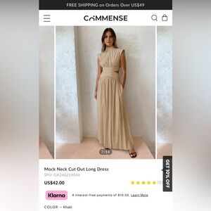 Commense Mock Neck Cut Out Long Dress